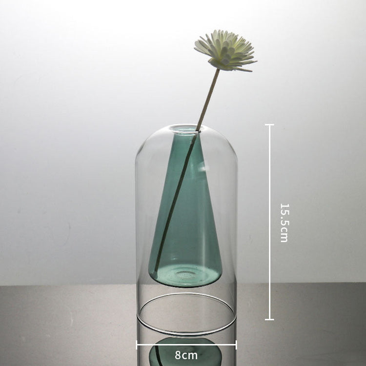 Modern glass vase by FLIPSTYLEZLLC, double container design perfect for home decor, wedding decoration, or hydroponic flower arrangements.