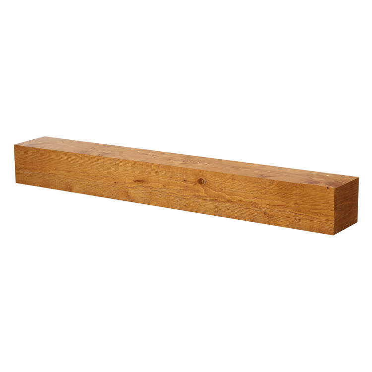 Wooden barn beam fireplace mantel shelf by Dogberrycollections, showcasing rustic wood with natural knots and a smooth finish.