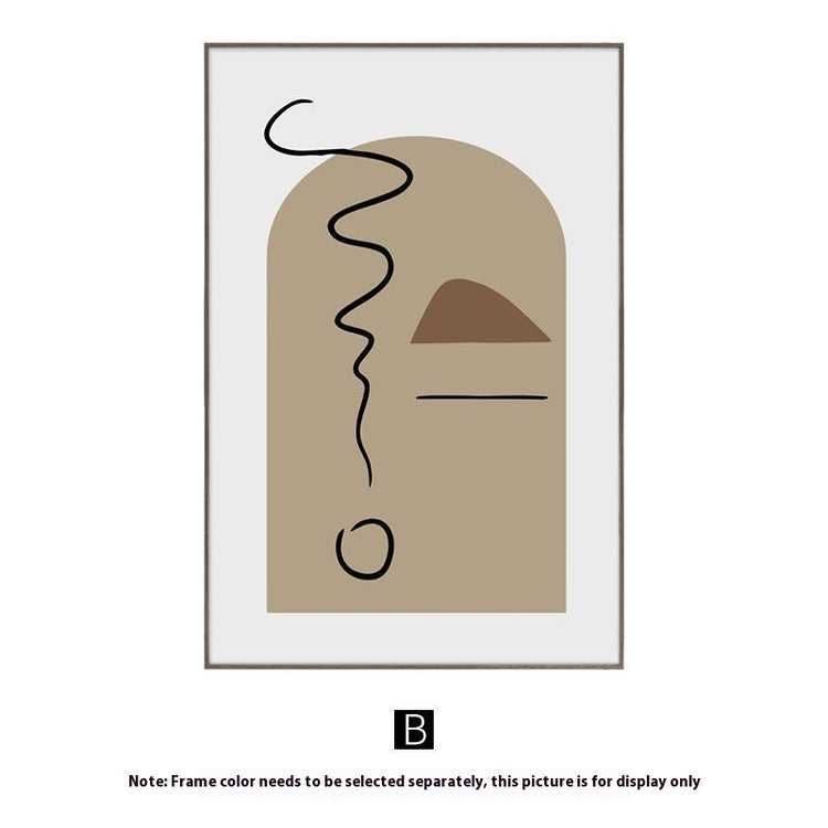 Abstract boho wall art print on canvas featuring earth tone colors, available in multiple sizes and styles, frameless design.