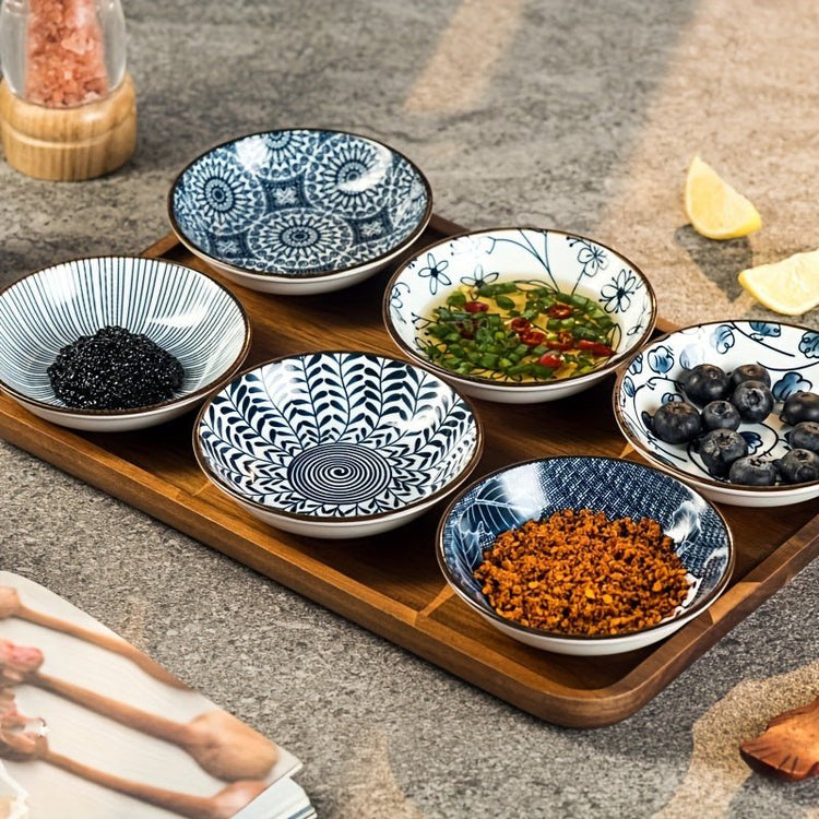 6Piece MultiPurpose Ceramic Snack Plates Ideal for Sushi Sauces