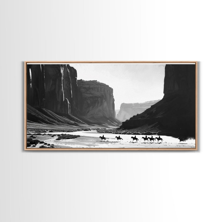 Modern Giclée canvas wall art by NuevArt featuring hand-stretched print with light oak frame, FSC certified, made in USA.