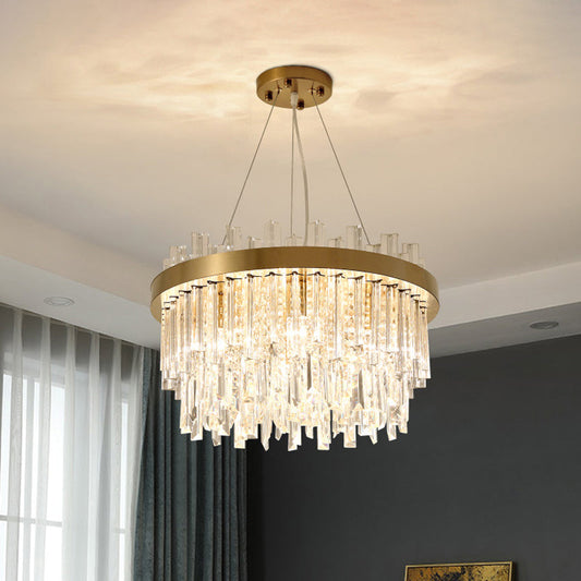Sophia's Modern Crystal Chandelier by Dlight Decor featuring elegant hanging crystals and a sleek contemporary design.