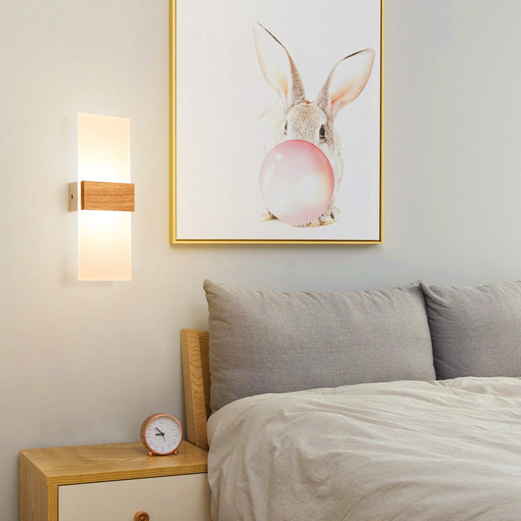Modern wooden LED wall lamp by FLIPSTYLEZLLC, designed for living rooms, bedrooms, and study areas with a simple, minimalist style.