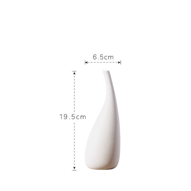 White ceramic water drop vase by FLIPSTYLEZLLC, modern design, ideal for dried flowers and minimalist room decor.