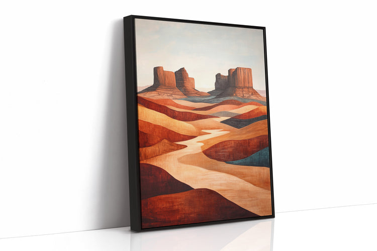 Abstract Desert Butte Canvas – Modern Southwest Wall Art - Modern Home & Kitchen