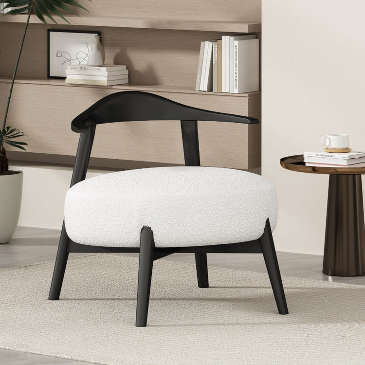 Modern upholstered accent chair with beige fabric and birch wood legs, armless living room armchair by HouseOfZazla
