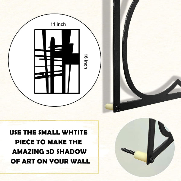 Black Abstract Metal Wall Art: Minimalist 4-Pack Decor - Modern Home & Kitchen