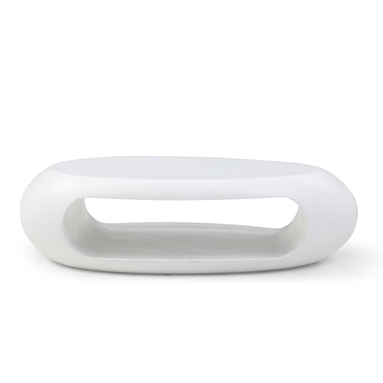 48.42'' Modern Oval Coffee Table in White, Sturdy Fiberglass Design | Modern Home & Kitchen