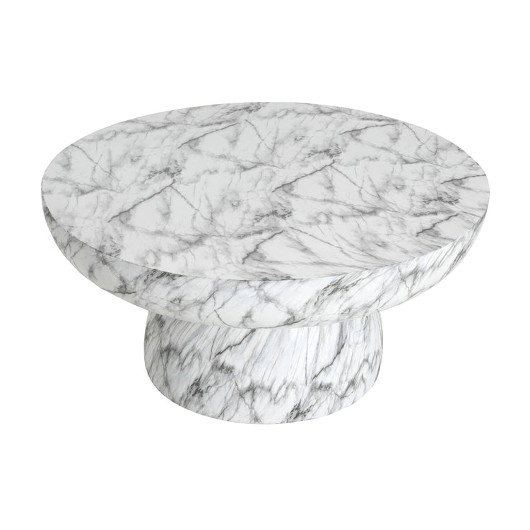 HouseOfZazla MGO Faux Marble Coffee Table, 27.5-inch round, handcrafted finish, suitable for indoor and outdoor use.