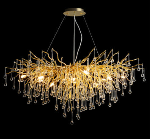 Decorbites Postmodern light luxury chandelier with water drop crystals, elegant crystal lamp for atmospheric interior lighting.