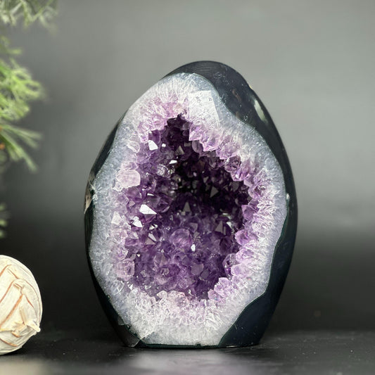 Extra Large Amethyst & Agate Geode Sculpture β Polished Natural Stone Decor from Uruguay