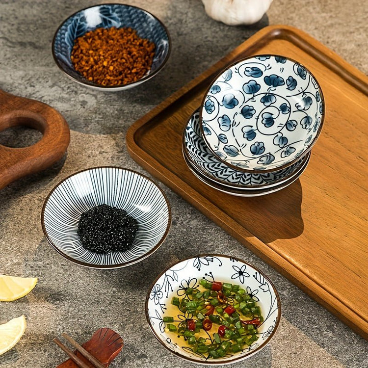 6Piece MultiPurpose Ceramic Snack Plates Ideal for Sushi Sauces