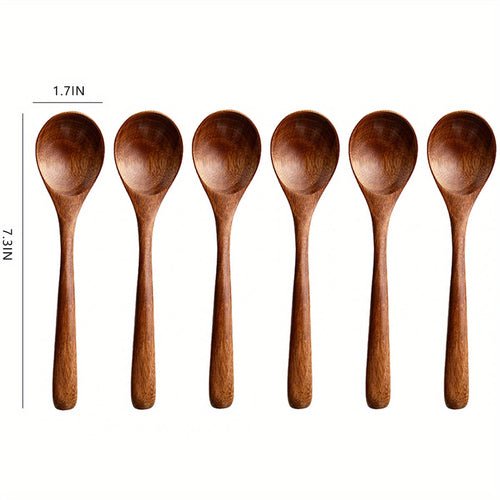 Handcrafted Vintage Wooden Spoons Set – Geometric Pattern Eco-Friendly Utensils