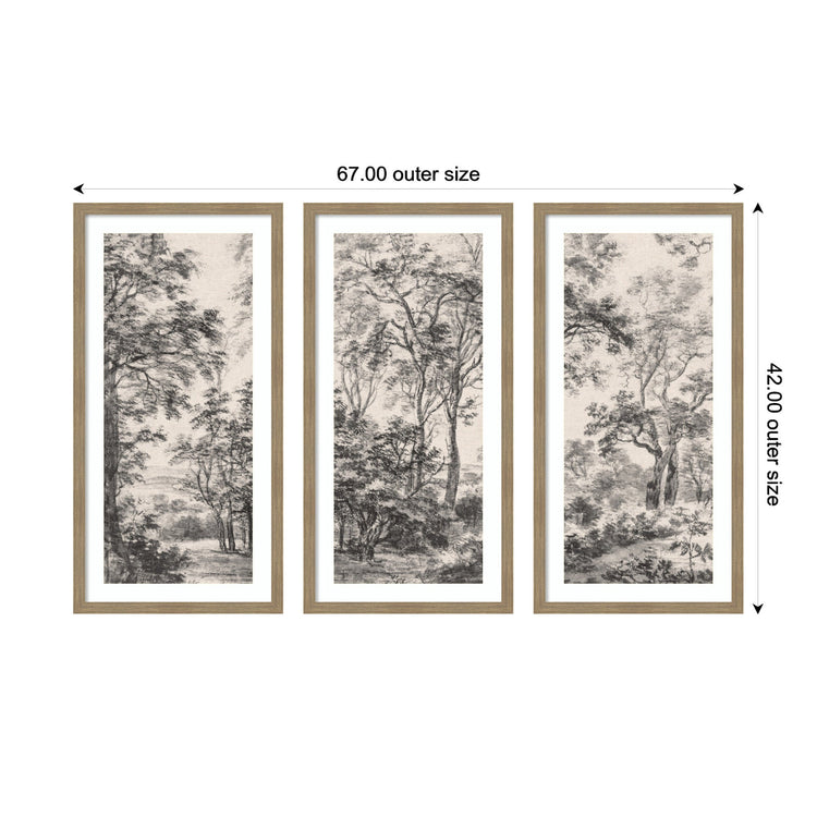 Three framed wall art panels featuring Waterloo landscape scenes by kateandlaurel in a stylish 3-piece set.