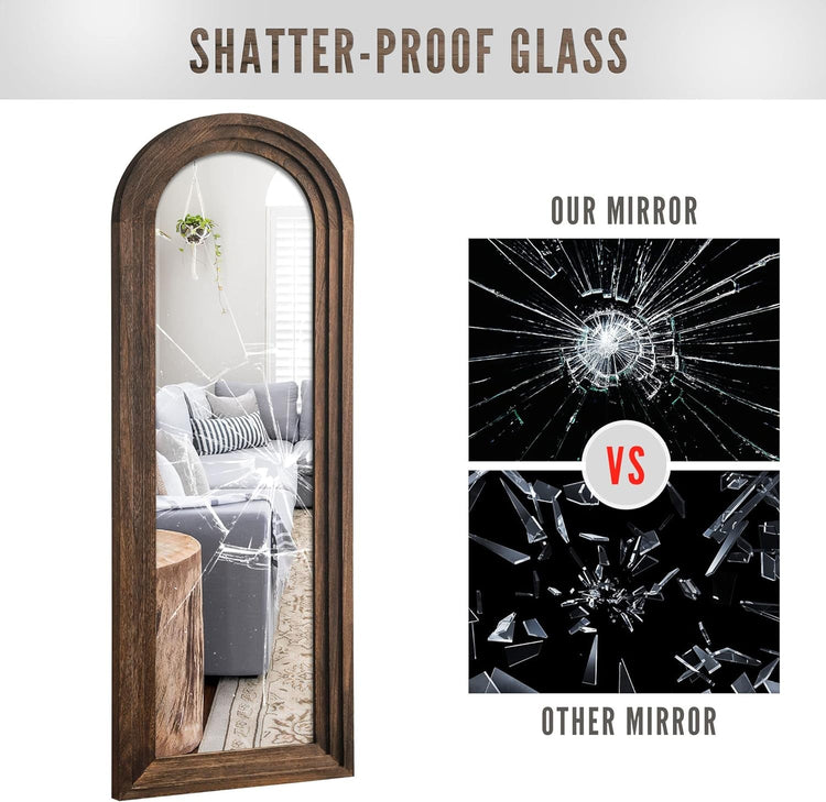 64"x21" Full-Length Wooden Arched Floor Mirror - Modern Home & Kitchen