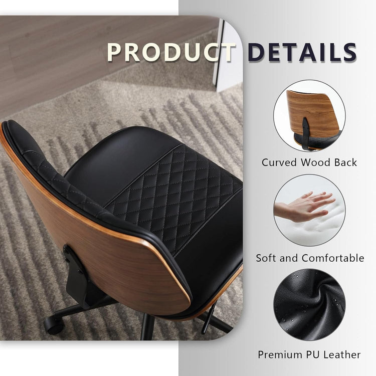 Home Office Chair No Arms with Wheels, Adjustable Height Small Desk - Modern Home & Kitchen