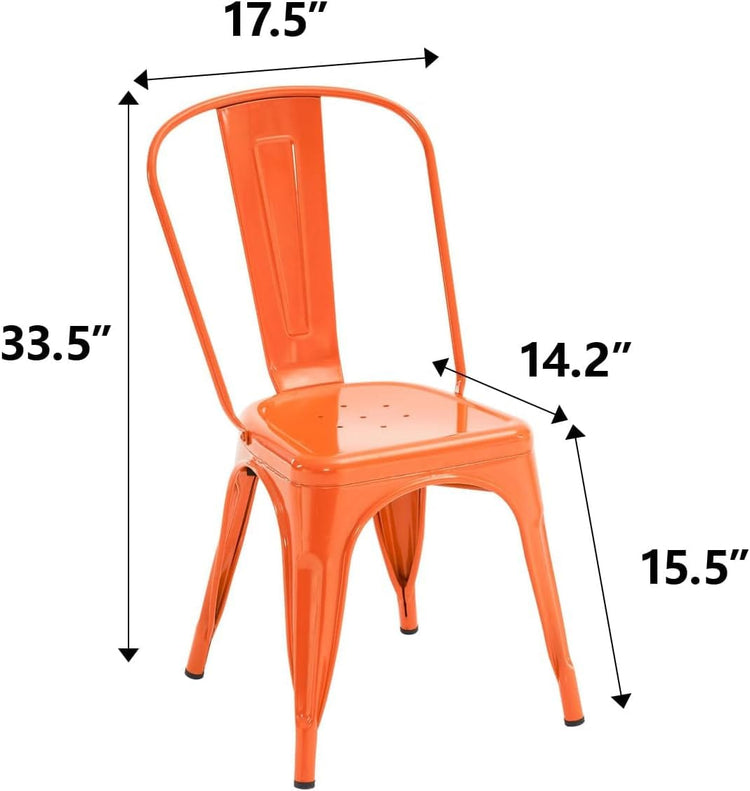 Set of 4 Modern Farmhouse Tolix Metal Chairs – Stackable Waterproof Dining Chairs - Modern Home & Kitchen