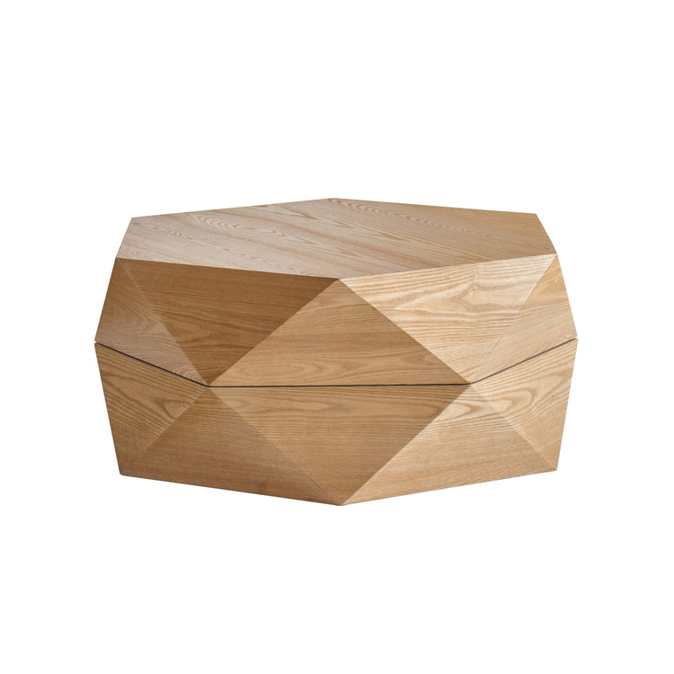 Retro Polygon Flip Top Coffee Table | Geometric Wood Coffee Table with Storage - Modern Home & Kitchen