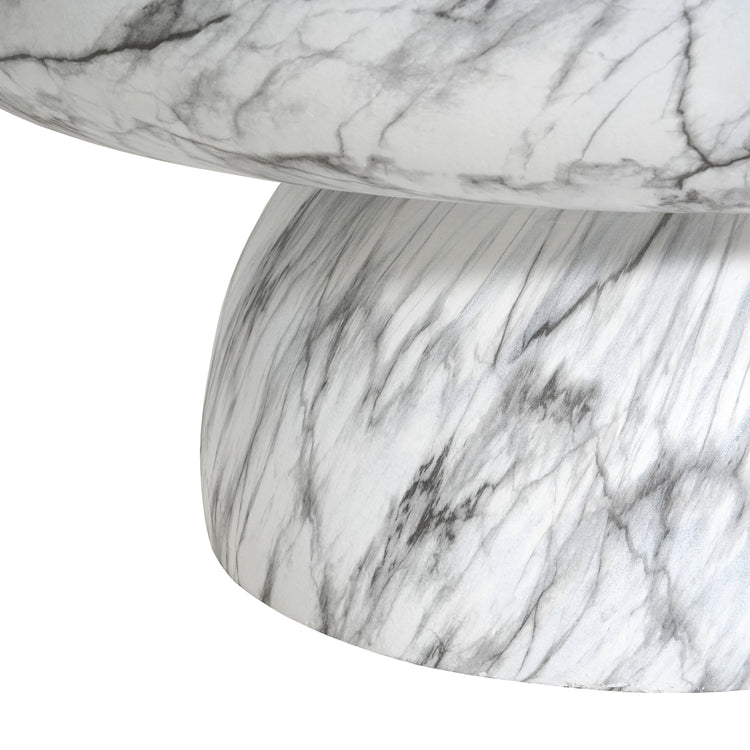 HouseOfZazla MGO Faux Marble Coffee Table, 27.5-inch round handcrafted indoor and outdoor table with stylish faux marble finish.