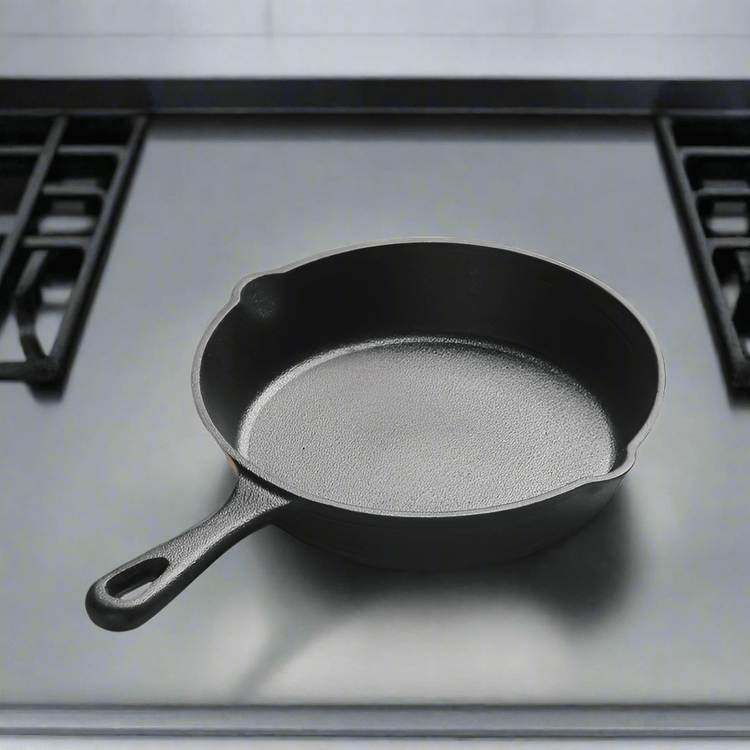 Nonstick cast iron pan for home and outdoor cooking