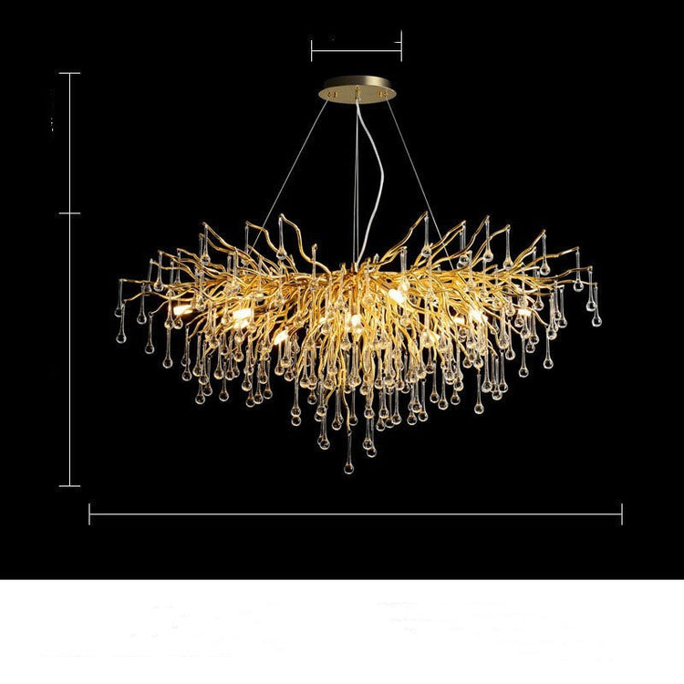 Decorbites Postmodern luxury chandelier with water drop crystal design, elegant crystal lamp for sophisticated interior lighting.