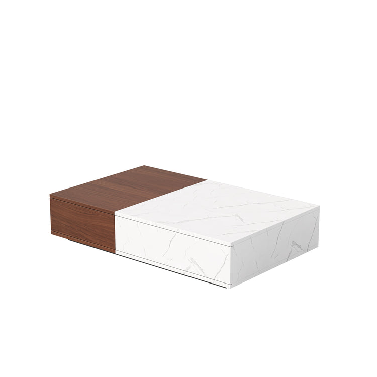 Modern style walnut coffee table with two storage spaces - Modern Home & Kitchen