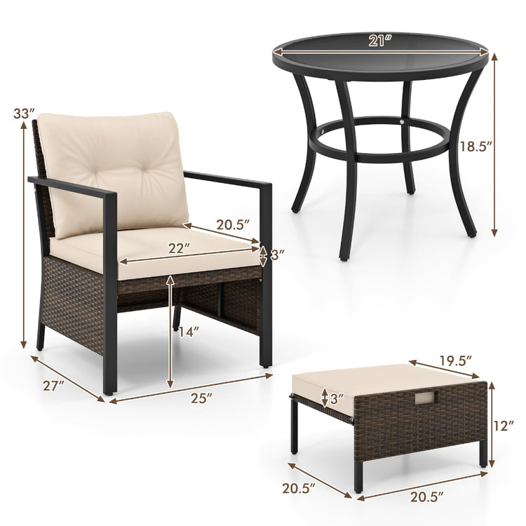 White wicker outdoor chair set with four seats and a glass-topped coffee table, ideal for patio relaxation by DirectDeals.