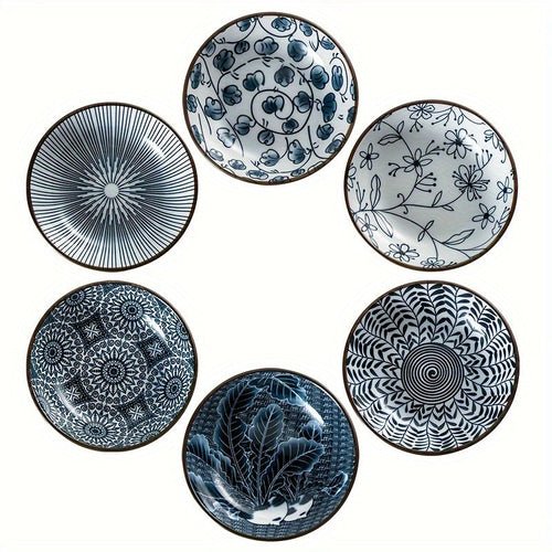 6Piece MultiPurpose Ceramic Snack Plates Ideal for Sushi Sauces