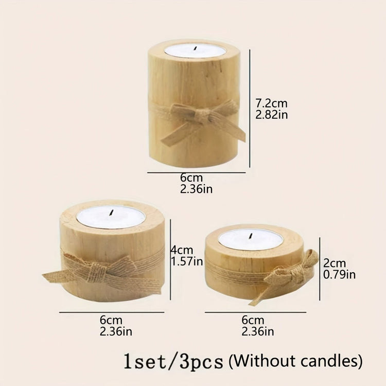 Elegant Wooden Candlesticks Set – Handcrafted Rustic Decor - Modern Home & Kitchen