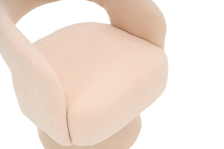 Wingback Swivel Chair – Cream Teddy Faux Fur