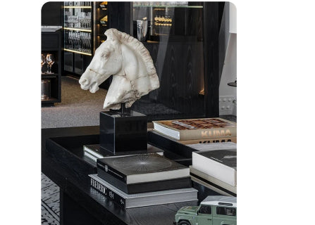 Horse Head Sculpture — Large Nordic Resin Statue for Console or Shelf