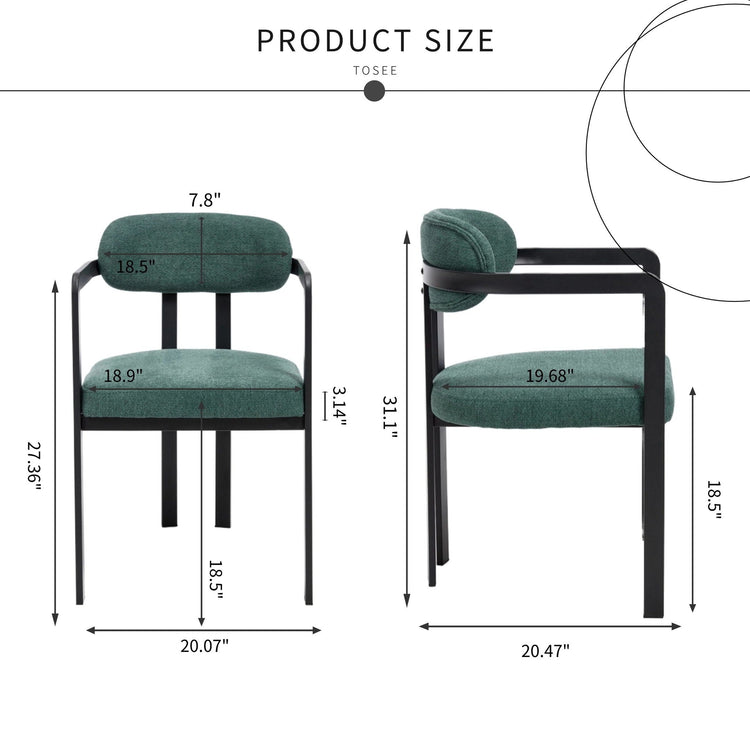 Pair of HouseOfZazla dining arm chairs with wooden legs and upholstered seats, set of 2, suitable for kitchen or dining room.