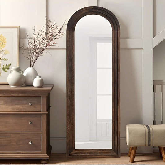 64"x21" Full-Length Wooden Arched Floor Mirror
