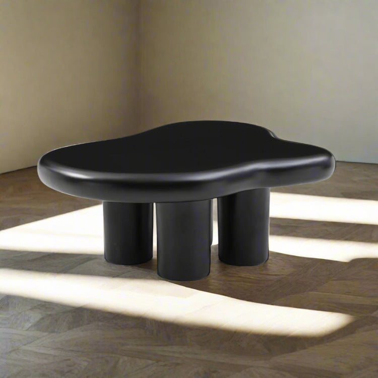 Cute Cloud Coffee Table for Living Room – Black, 35.43" | Wave-Shaped Fiberglass Design | Modern Home & Kitchen