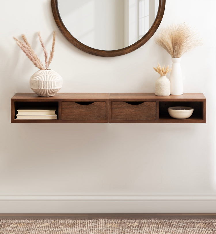 Hutton Floating Side Table with Drawer | Modern Wall Mounted Bedside Storage Table