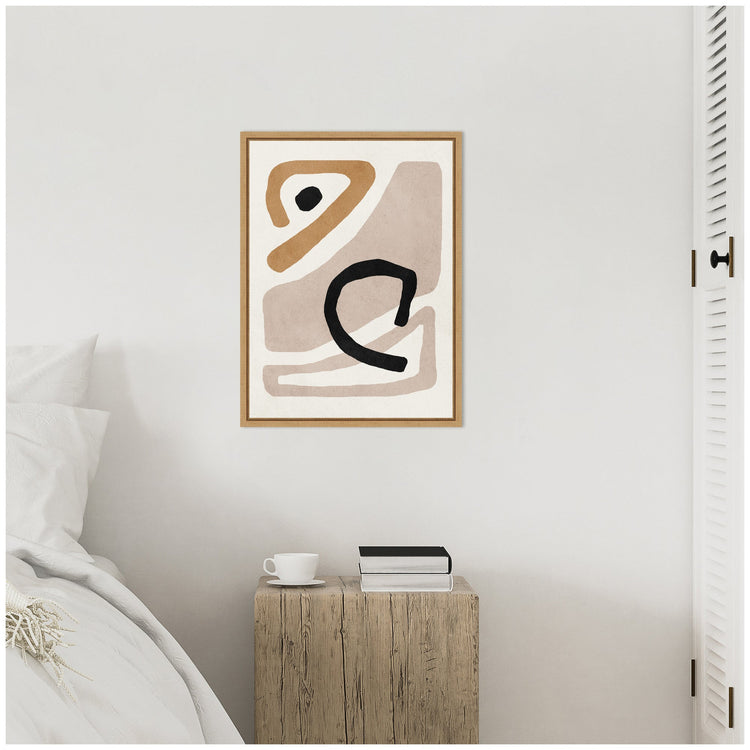 Neutral abstract framed canvas wall art by kateandlaurel featuring minimalistic design and modern artwork for stylish home decor.