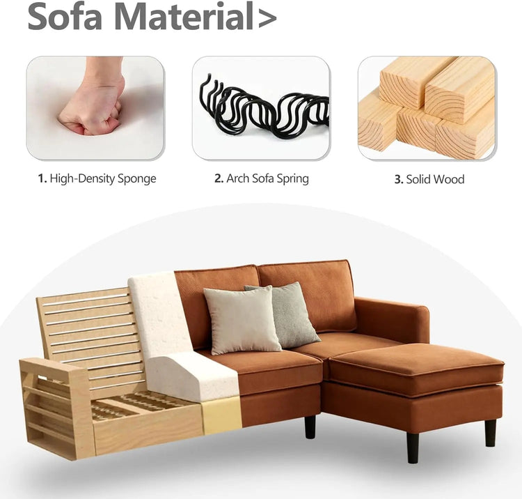 Canva Home Gareth corner modular sofa with 3 seats, convertible sofa bed, upholstered in neutral fabric, suitable for living rooms.