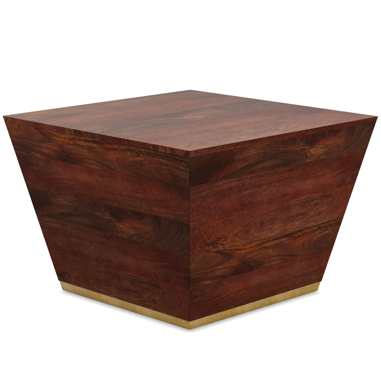 Abba Square Coffee Table in Cognac Brown Mango Wood with modern design, featuring a sleek square shape and smooth finish.