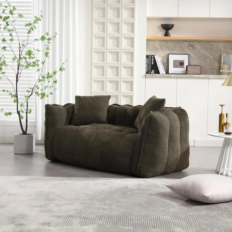 Oversized chenille bean bag loveseat sofa by Canva Home, soft lounge chair with plush fabric for living room relaxation.