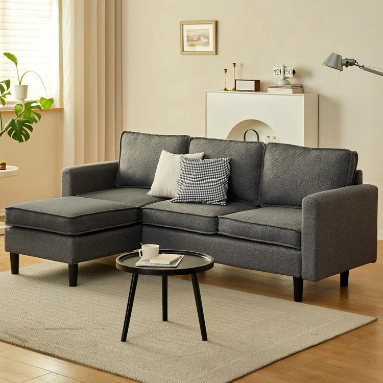 Canva Home Gareth Corner Modular Sofa Couch with 3 seats and convertible bed feature, shown in a modern living room setting.