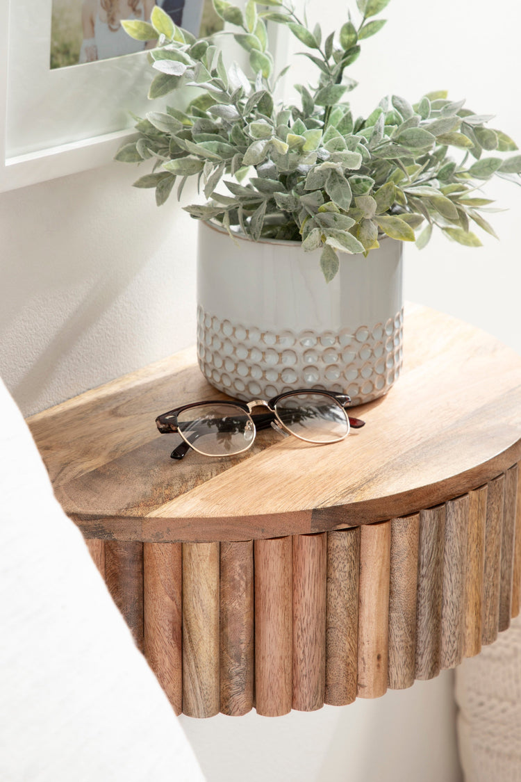 Reid Ribbed Floating Side Table | Modern Wall Mounted Bedside Table Decor