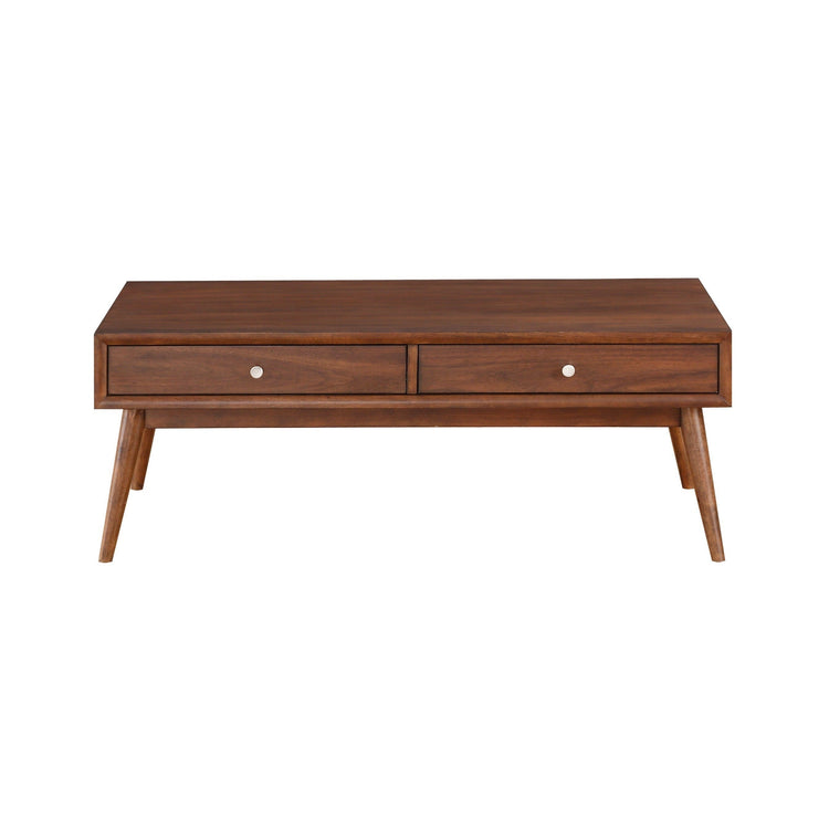 VYSN Retro Walnut Coffee Table by Blak Hom featuring mid-century design with storage drawers for home and garden decor.