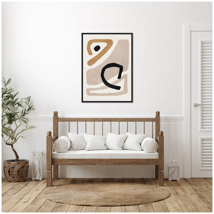 Neutral abstract framed canvas wall art by kateandlaurel featuring minimal, modern design for stylish interior decor.