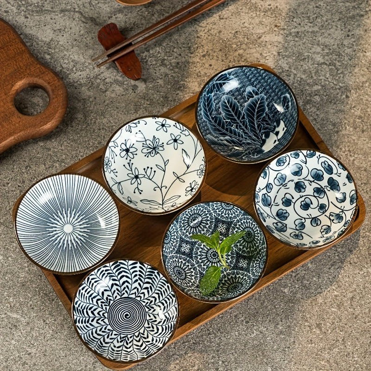 6Piece MultiPurpose Ceramic Snack Plates Ideal for Sushi Sauces