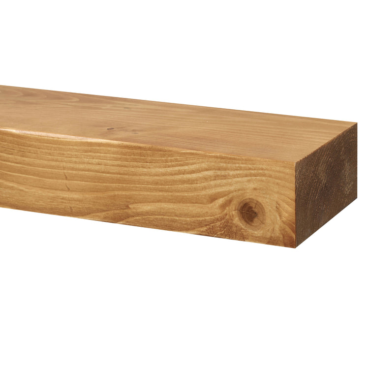 Smooth Solid Floating Timber Fireplace Mantel Shelf | Natural Wood Wall Decor