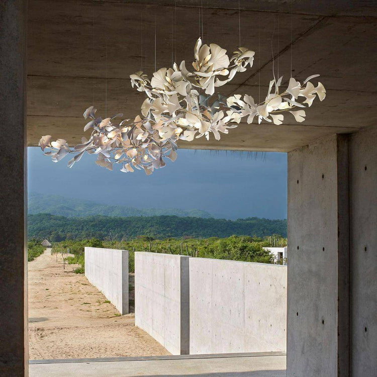 Gingko Style H chandelier by Vinlighting featuring Art Deco linear design with elegant hanging light fixtures.