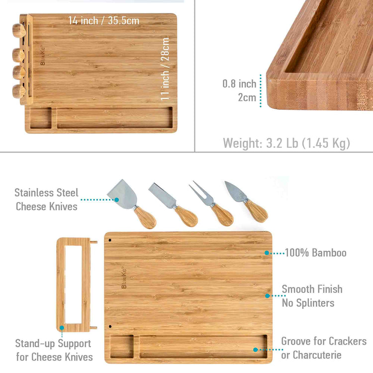 Bamboo Cheese Board & Knife Set in US | Modern Home & Kitchen