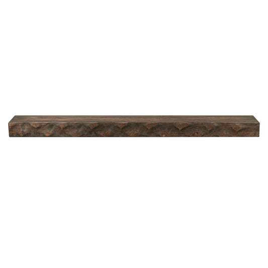 Hewn Kitchen floating shelf by Dogberrycollections, hand-textured solid poplar in dark chocolate finish, 24 to 72 inches long.