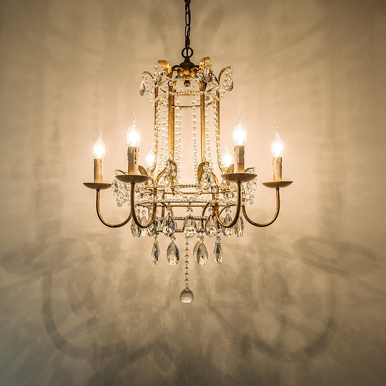 Early American chandelier by Mooiehome featuring classic design and 25.2-inch height with elegant metal and glass details.