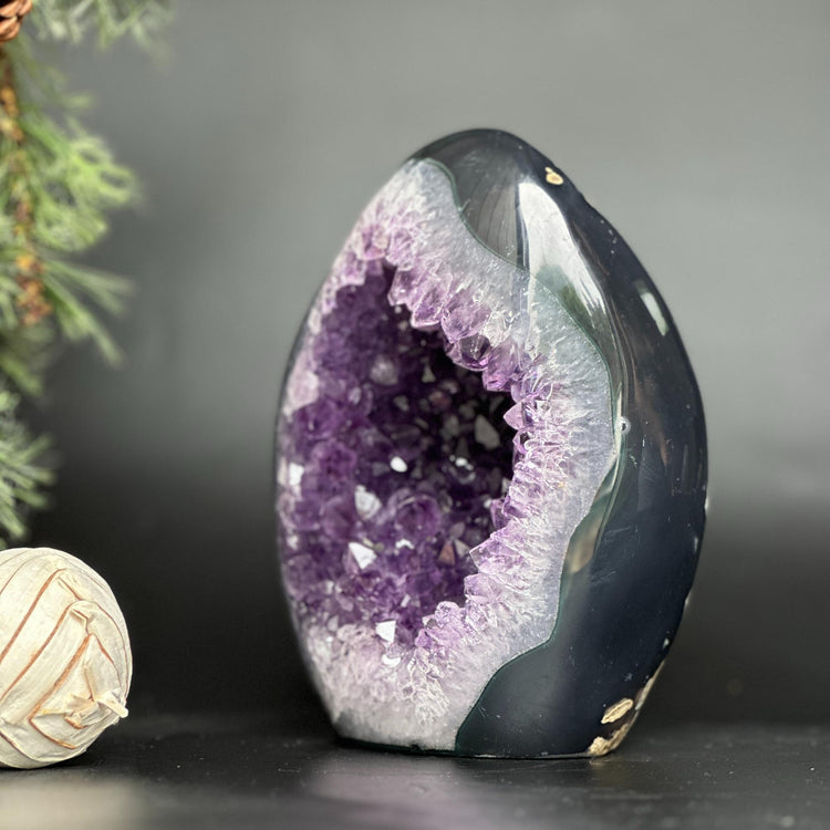 Extra Large Amethyst & Agate Geode Sculpture – Polished Natural Stone Decor from Uruguay